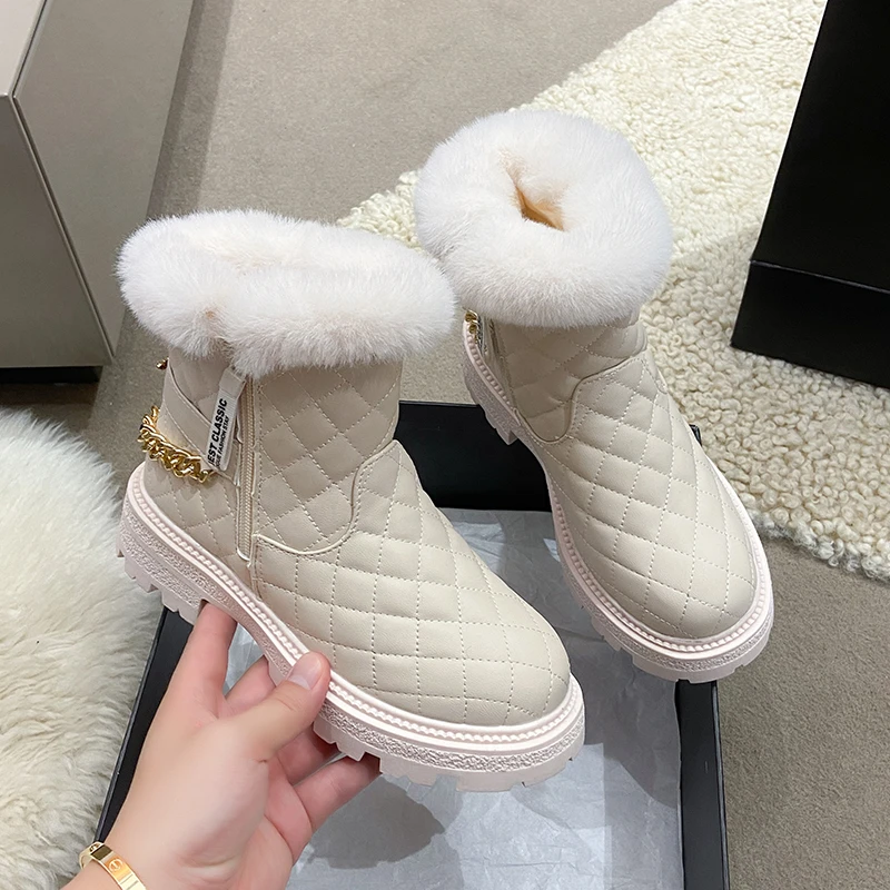 Women's Snow Boots Winter New Cashmere Warm Women's Ankle Boots with Platform Boots 2023 Women's Fashion Casual Cotton Shoes