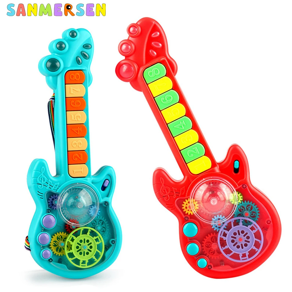 

Mini Guitar Sound And Light Guitar Toy Electric Gear Baby Musical Instrument Children Beginners Early Education Toy Small Guitar
