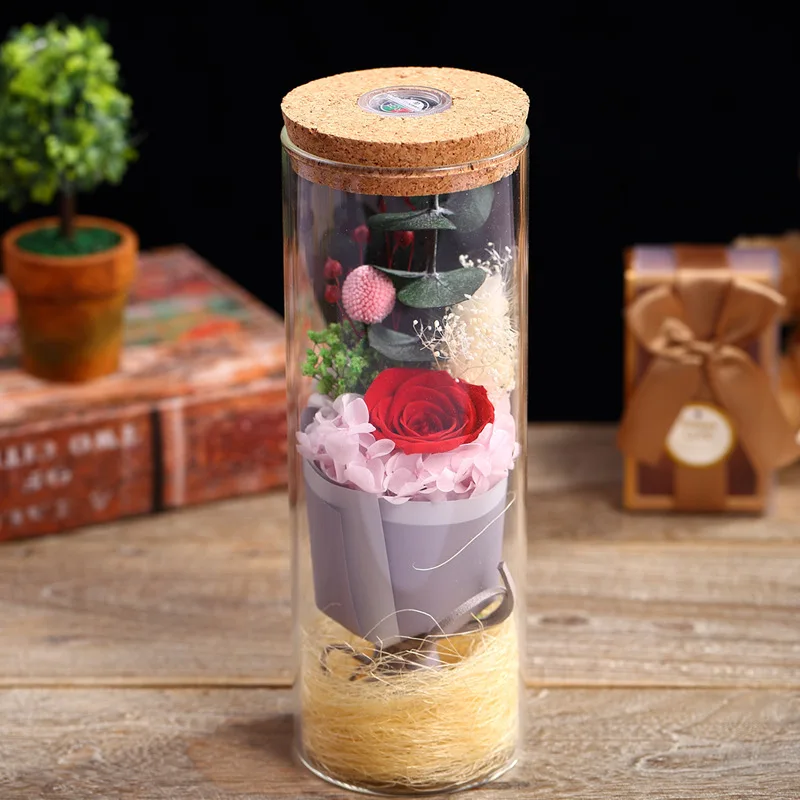 

1PCS Immortal Flower Glass Cover Gift Box Rose Dried Flower Bouquet To Send Girlfriend Girlfriend Birthday Teacher's Day