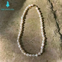 natural baroque freshwater pearl choker necklace gemstone women high quality jewelry design handmade