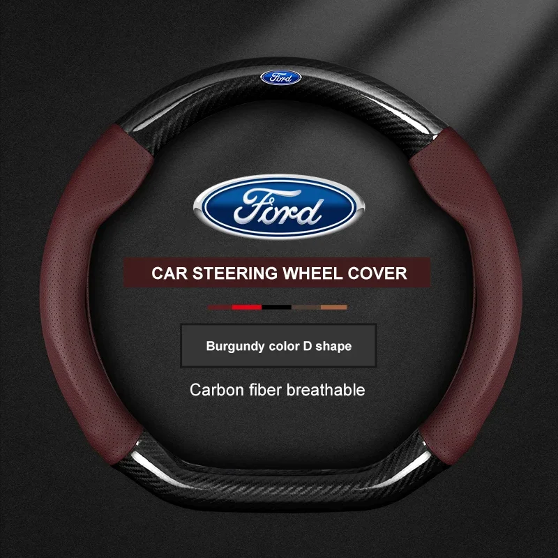 

Автомобильный чехол на руль из углеродного волокна Ford ST Mondeo F150 Fusion Mustang EXPLORER ESCAPE EDGE Fiesta Focus Kuga Ranger