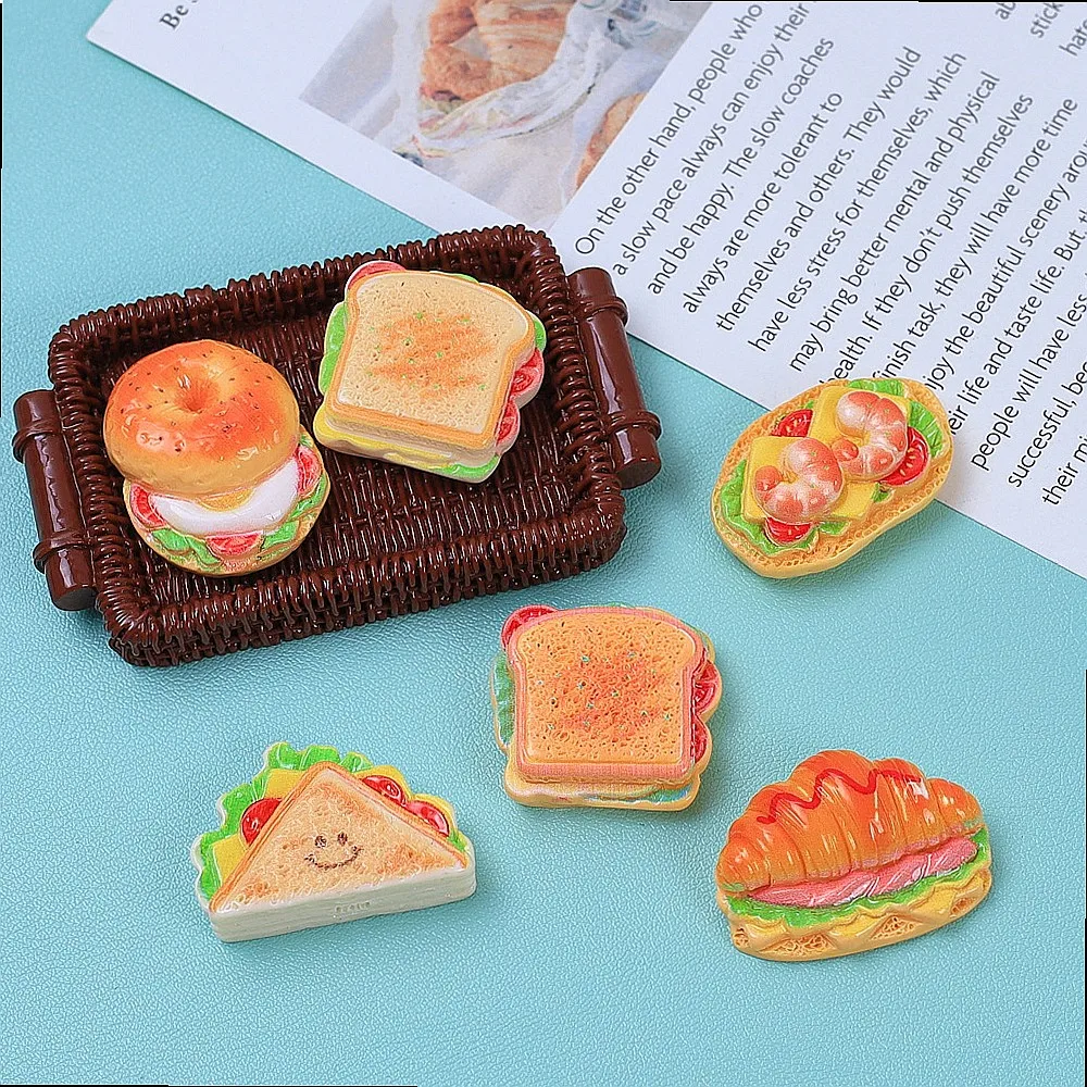 100 шт. оптом: миниатюрные мультяшные сэндвичи из смолы для кукольных домиков, декор для еды, аксессуары для рукоделия (art.: 3920da5ada265) - 3920da5ada265