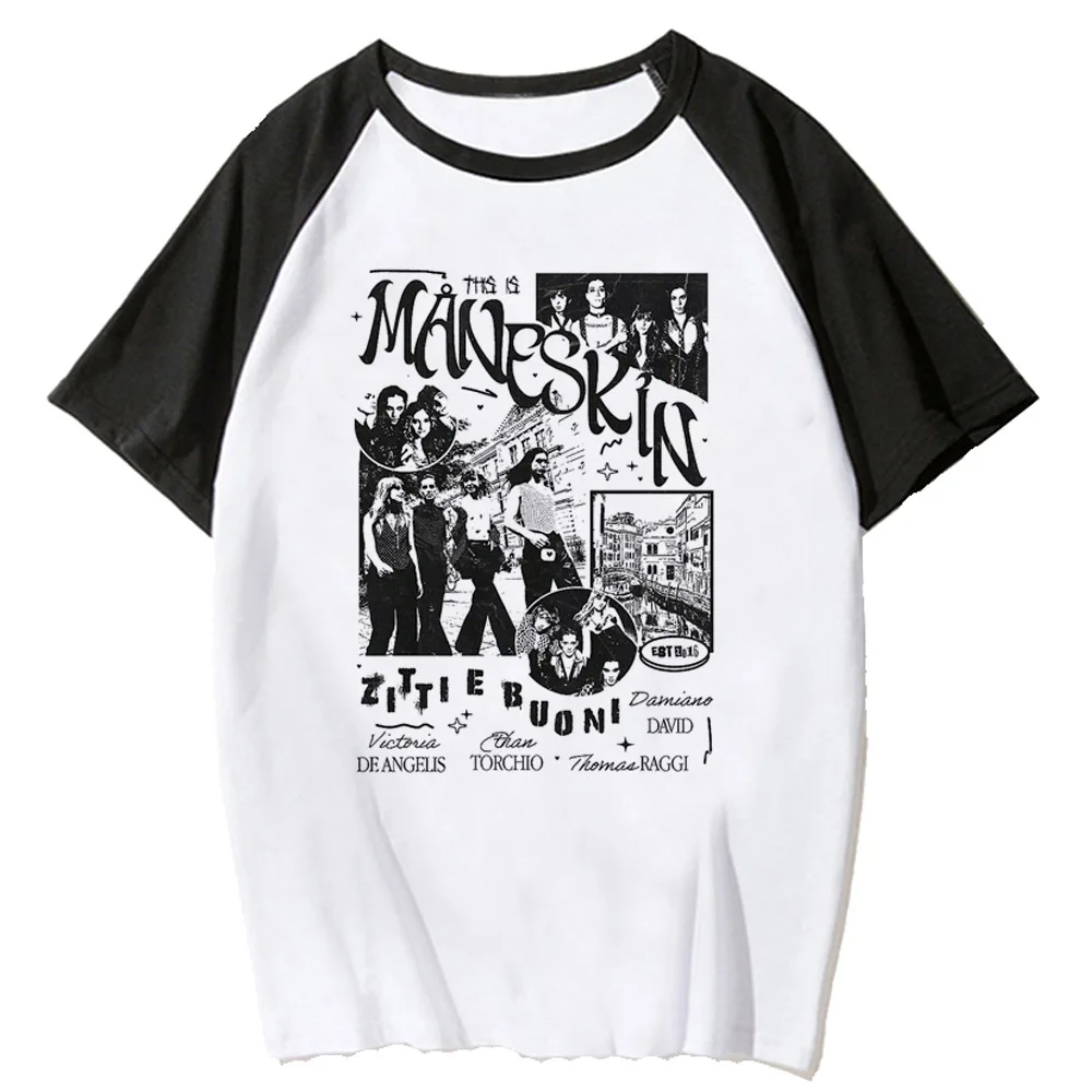 Футболка Maneskin Y2K Женская забавная футболка Аниме Манга японская одежда