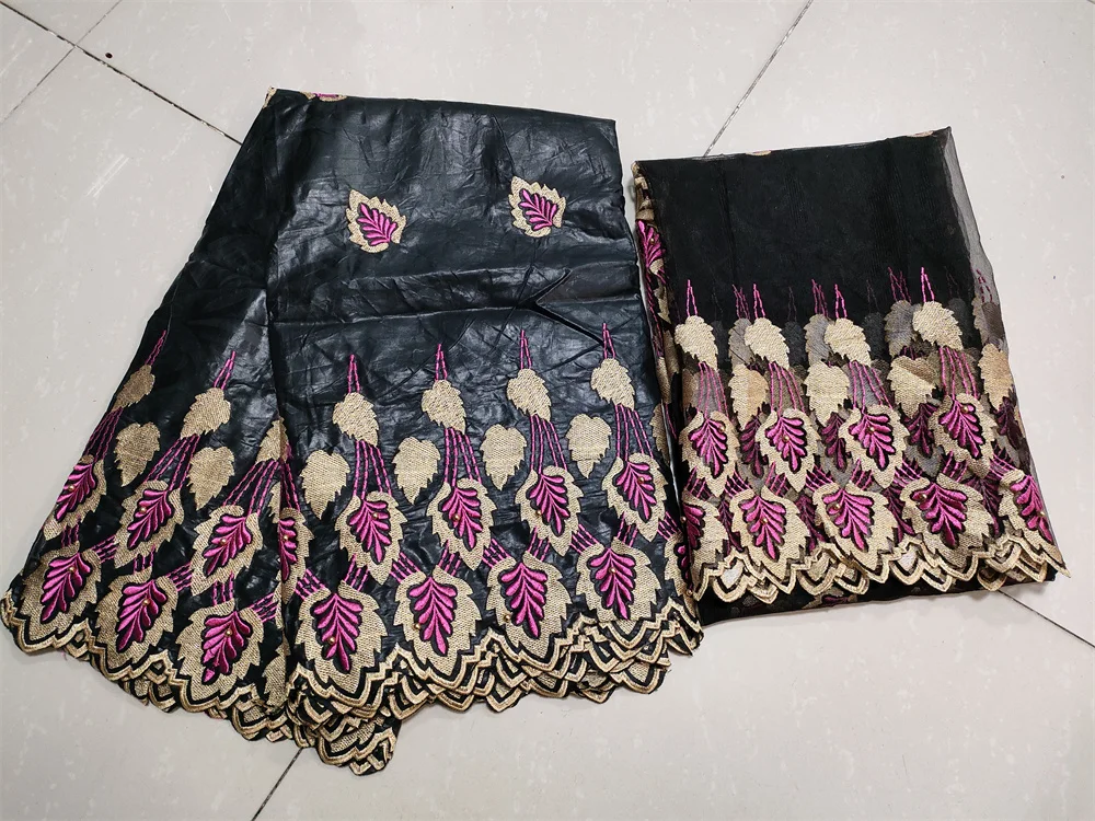 Акция хлопковое кружево bazin 5 ярдов + 2 сетчатого кружева для 1 комплекта - купить по