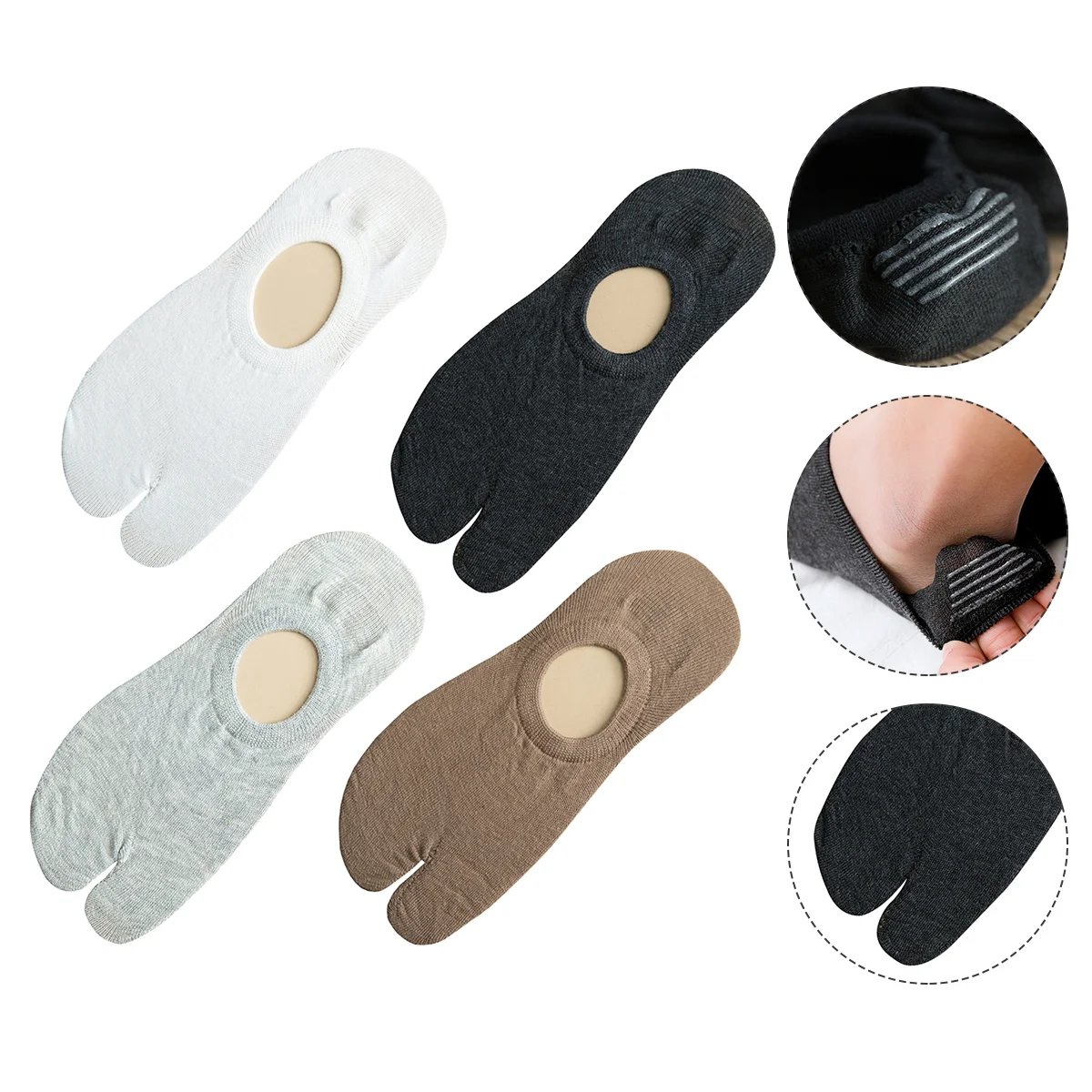 4 Pairs Men Socks Individual Toe Socks Samurai Tabi Socks Traditional Japanese Socks Sandal Slipper Socks Tabi Geta Socks