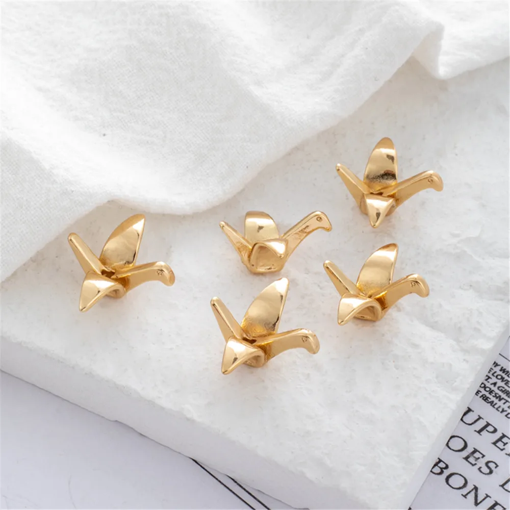 

14K copper-clad gold thick middle hole 10*23mm thousand paper crane DIY jewelry pendant accessories earrings bracelet items