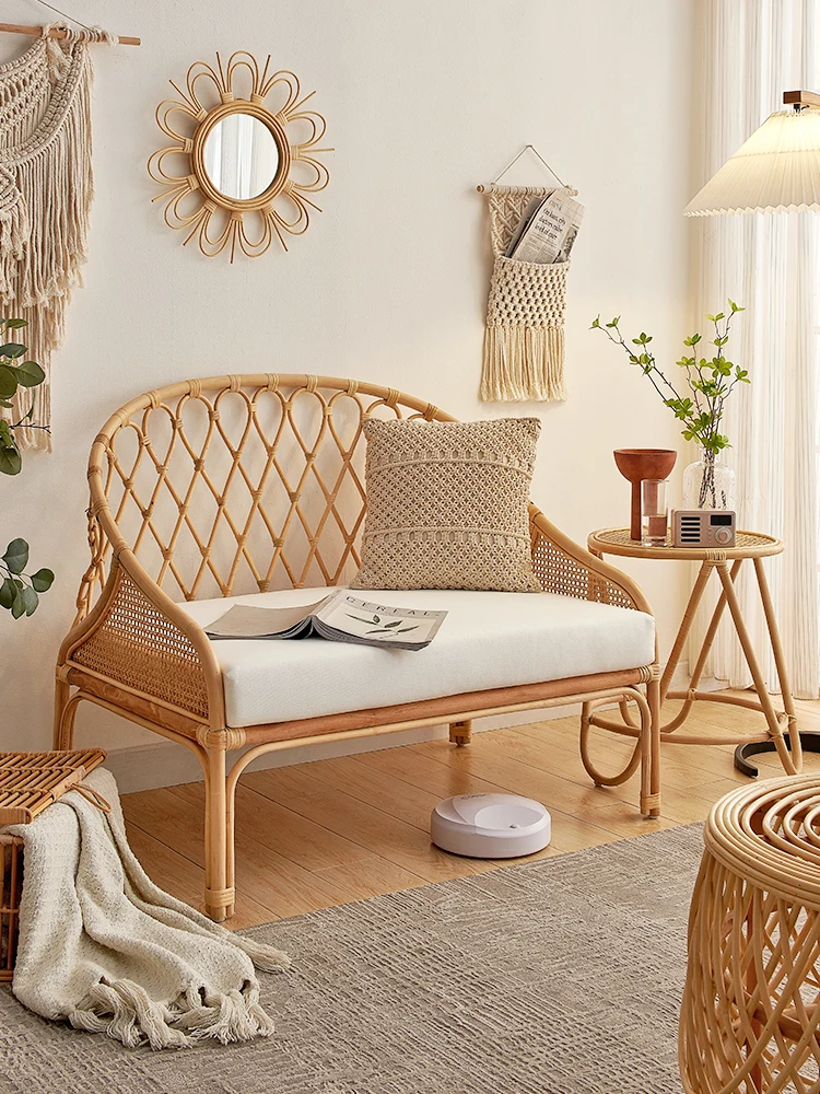

Плетеный диван из натурального ротанга, гостиная, детская комната, одинарный цвет