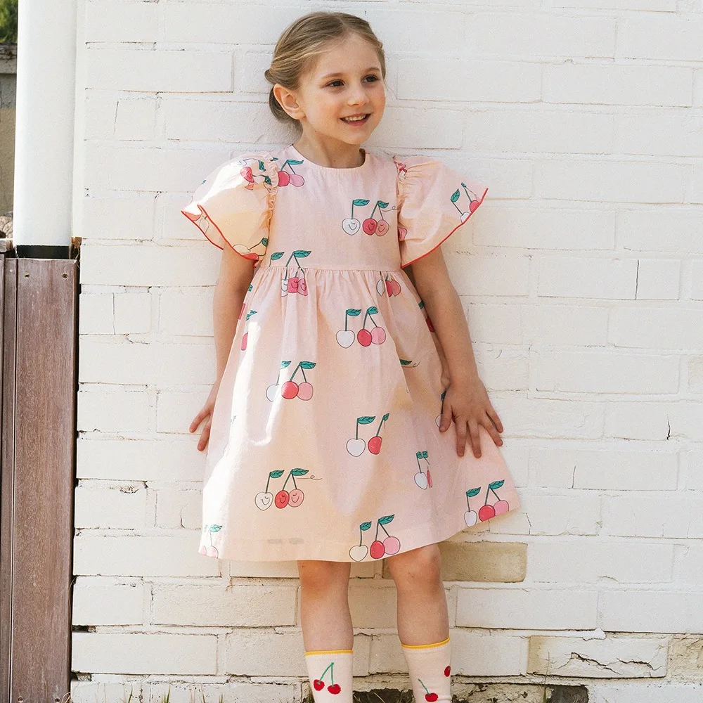 

Girls Dress Summer New Korean Print Children Girls Dress Cotton Fashion Pink Princess Dress Girls Clothing Children's Clothing