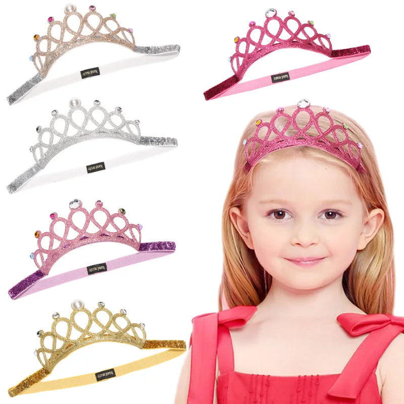 

Child Rhinestones Princess Headband Elastic Hair Crown Tiara Cosplay Accessories Hair Band Accessory Party Gift Hair Jewelr