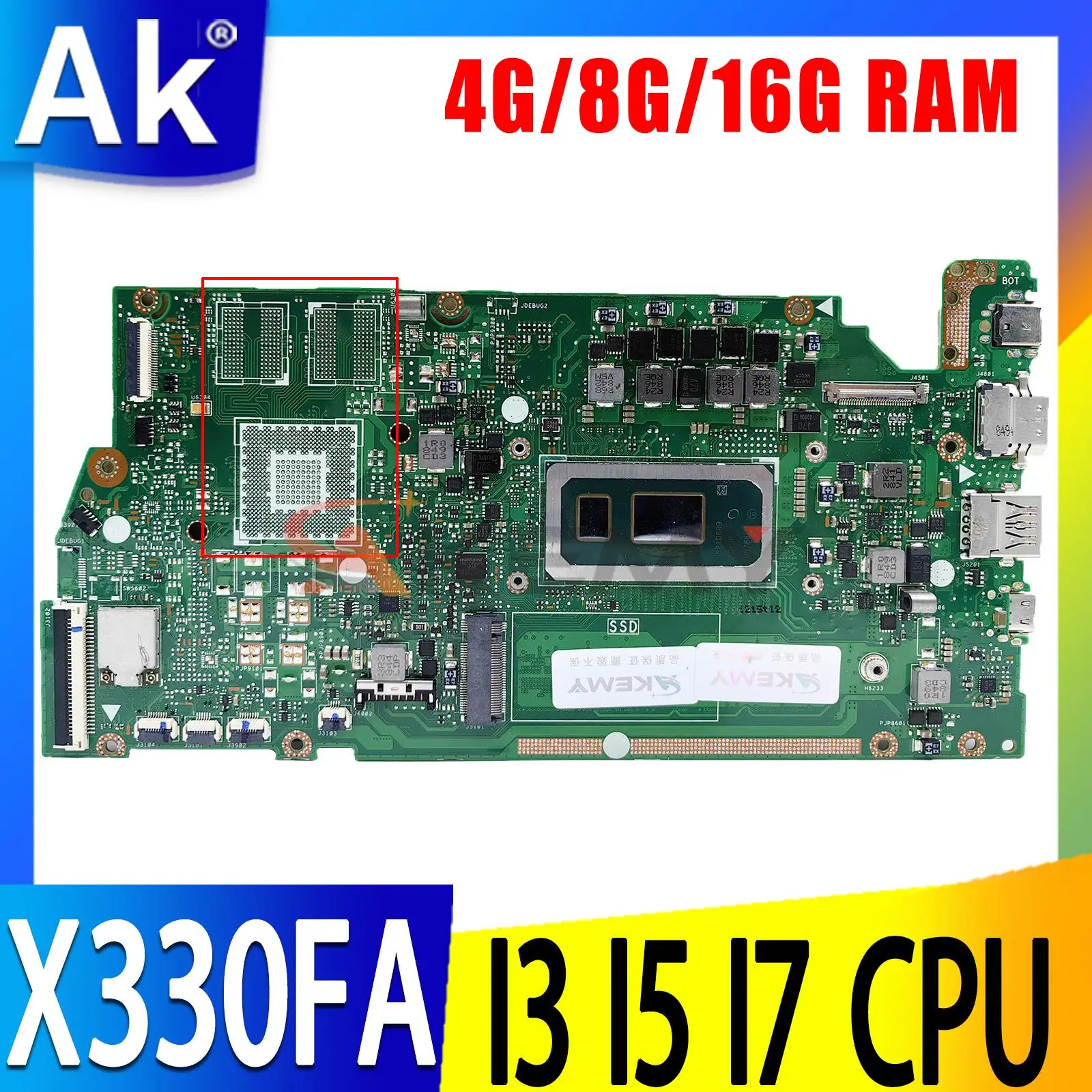 

Mainboard For ASUS X330FA X330FL X330FN X330F S330F I330F K330F V330F Laptop Motherboard I3 I5 I7 8th Gen CPU 4GB/8GB/16GB-RAM