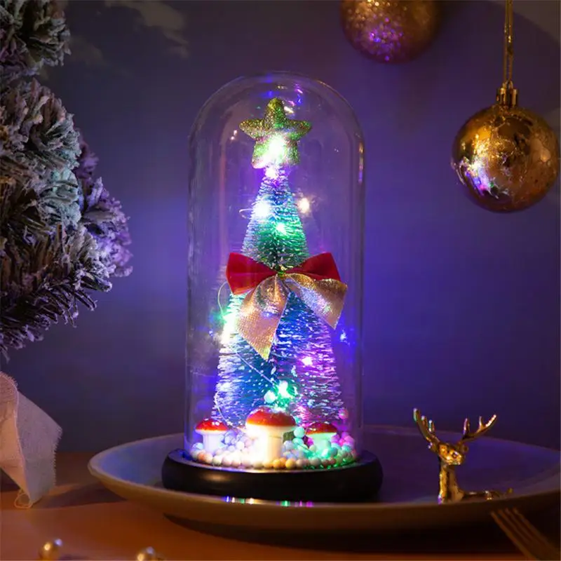 

Рождественская елка, стеклянный купол, дисплей, 3D лампа, USB-ночник, светодиодная стеклянная сфера для рукоделия, для дома, офиса, Настольная декоративная лампа, подарок
