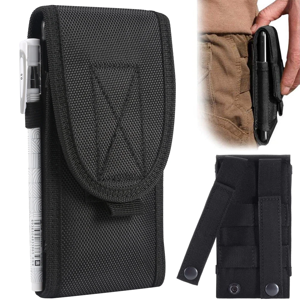 

WEFOR Black Army Camo Bag for Mobile Phone Belt Pouch Holster Cover Case Tactical Military Phone Pouch Waist Clip-On Holster Bag