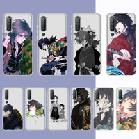 lvtlv demon slayer tomioka giyuu phone case for samsung a51 a52 a71 a12 for redmi 7 9 9a for huawei honor8x 10i clear case