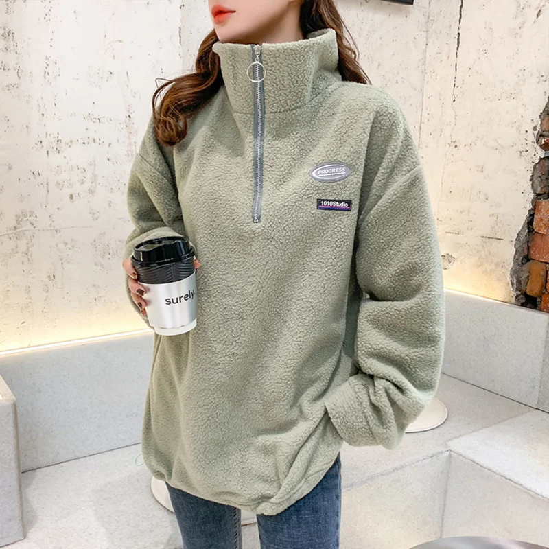 

Толстовка женская с воротником-хомутом, на флисе