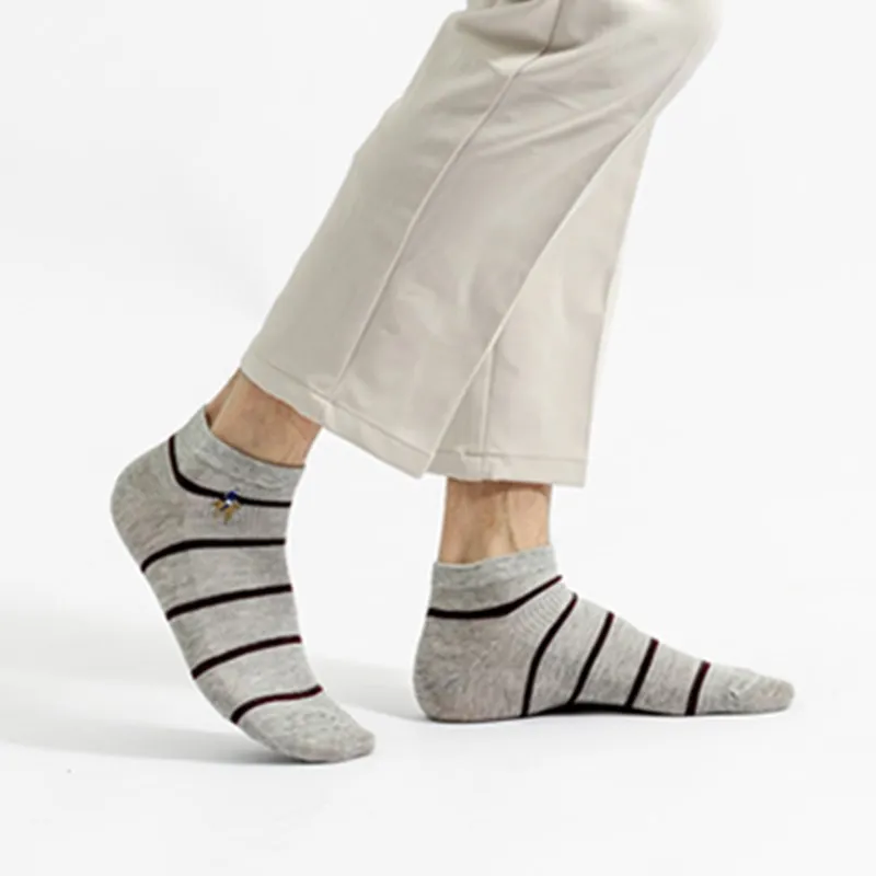 Pierpolo spring leisure invisible socks sports combed cotton short socks men's Embroidery men's boat socks wholesale