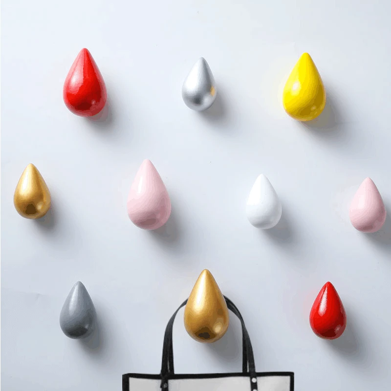 

Balloon Shape Wooden Hook Creative Wooden Water Drop Shape Coat Hook Living Room Wall Wall Decoration Wall Decoration Coat Hook