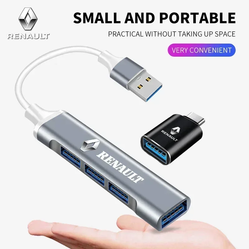 Фото Автомобильный логотип Type-C USB-USB-адаптер, преобразователь интерфейса зарядки для Renault RS Duster Kadjar Talisman Arkana Logan Twingo Zoe №2