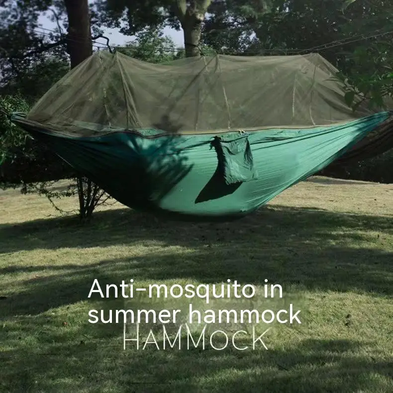

1-2 Person Portable Outdoor Camping Hammock with Mosquito Net High Strength Parachute - Fabric Hanging Bed Sleeping Swing