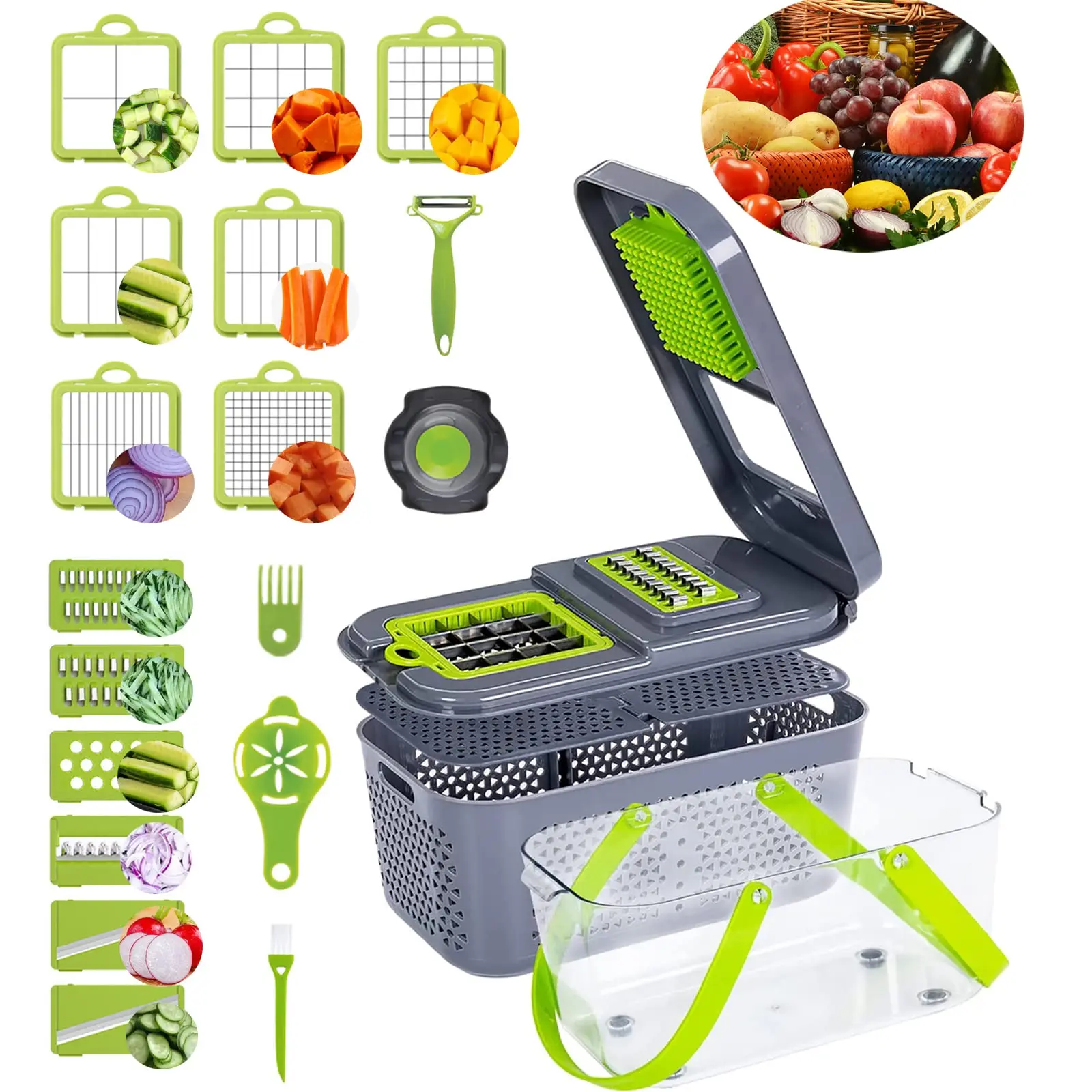

22 In 1 Multifunctional Vegetable Cutter Potato Slicer Carrot Grater Kitchen Accessories Vegetable Fruit Cutting Kitchen Tools