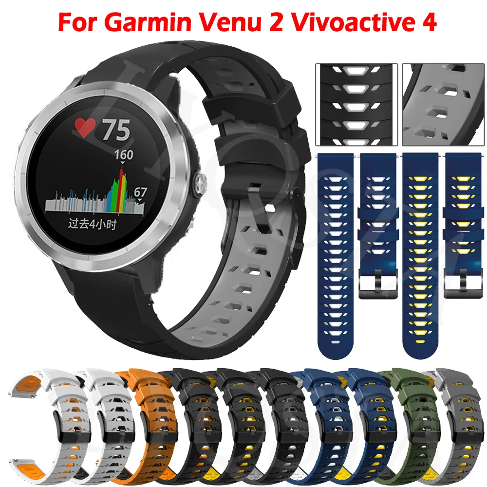 

20 22mm Smartwatch Watch Band For Garmin Venu 2 Plus 2Plus SQ / Vivoactive 3 4 Bracelet Silicone Strap Forerunner 245M 645 Belt