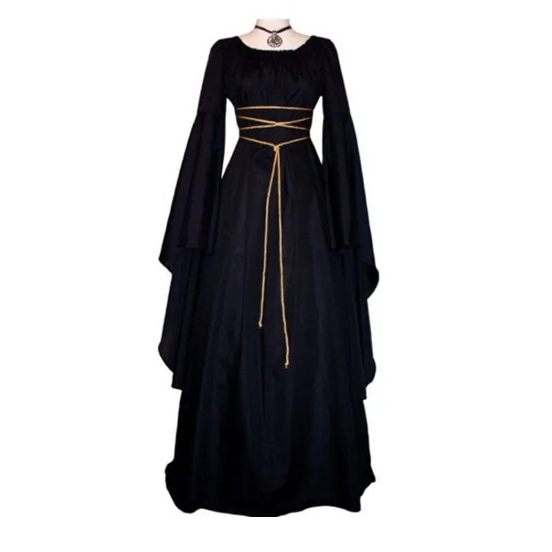 

Girls Long Halloween Festival Dress Women Loose High Waist Ritual Ceremony Performance Wear Middle Ages Robe Cosplay Costume