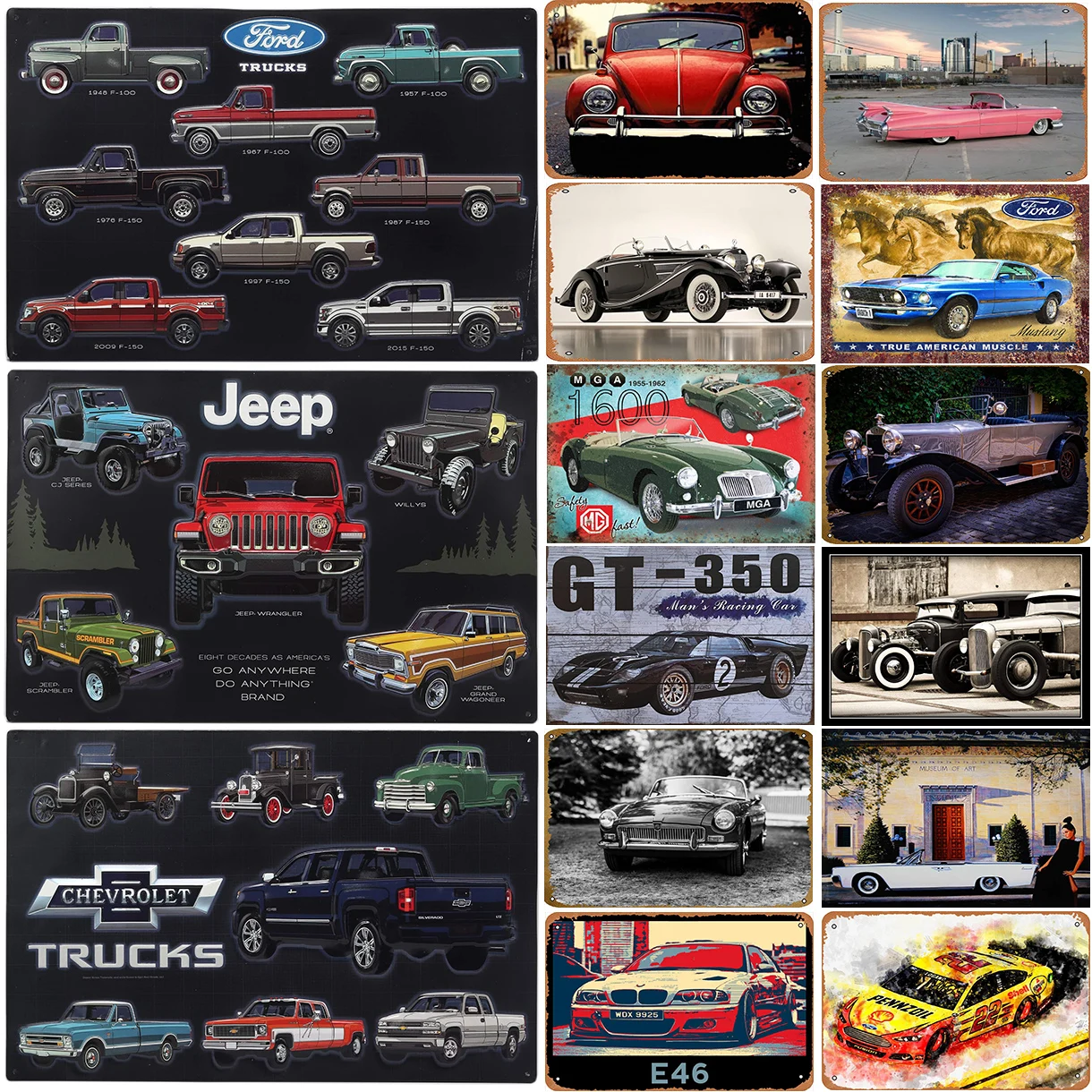 Современный стиль классические автомобильные металлические вывески для мужчин