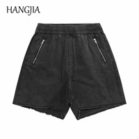 men hip hop oversized shorts streetwear washed distressed harajuku cotton jogger shorts 2022 summer track shorts for women