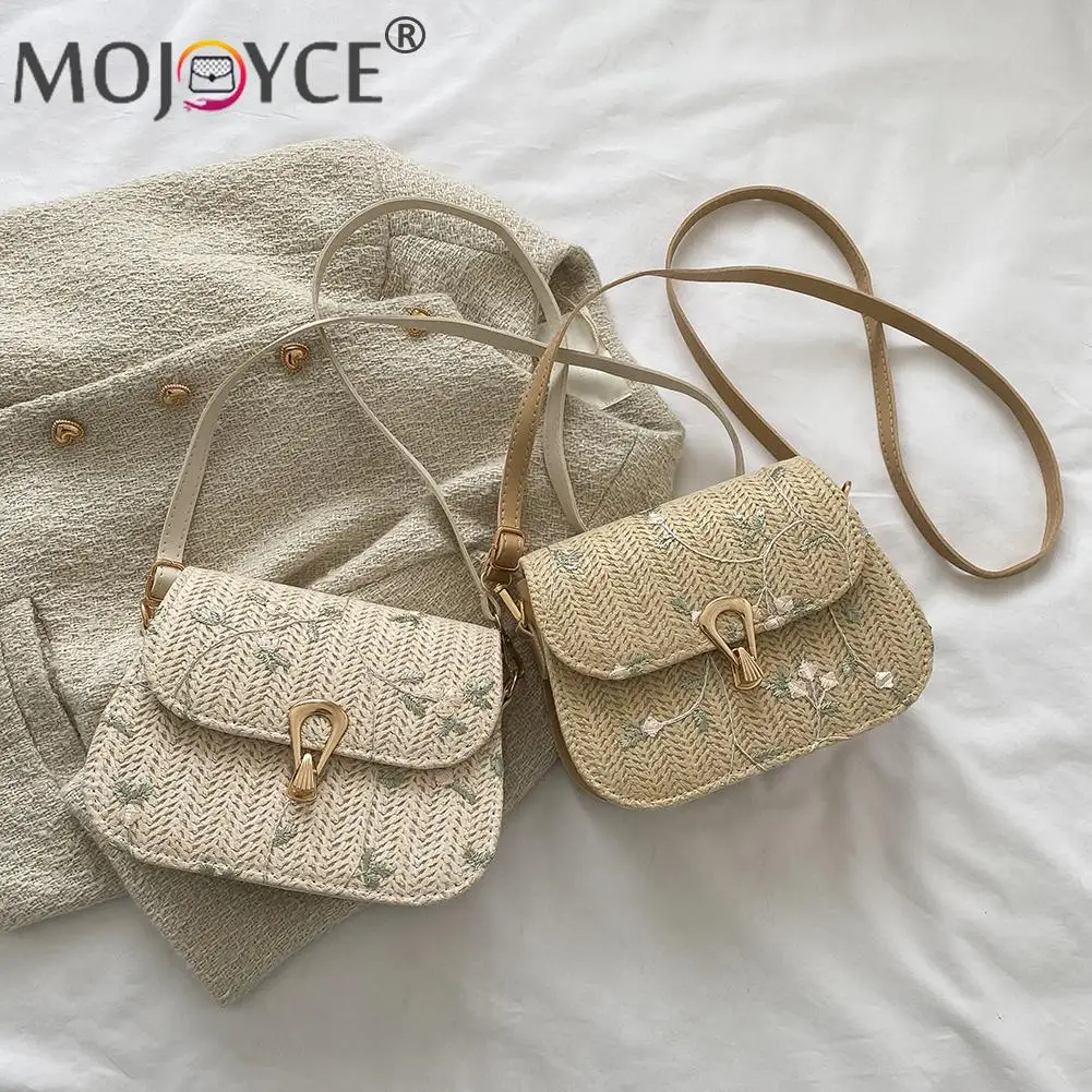 

Women Straw Woven Shoulder Bag Summer Beach Vintage Daily Holiday Handbags for Women Outdoor Shopping Traveling
