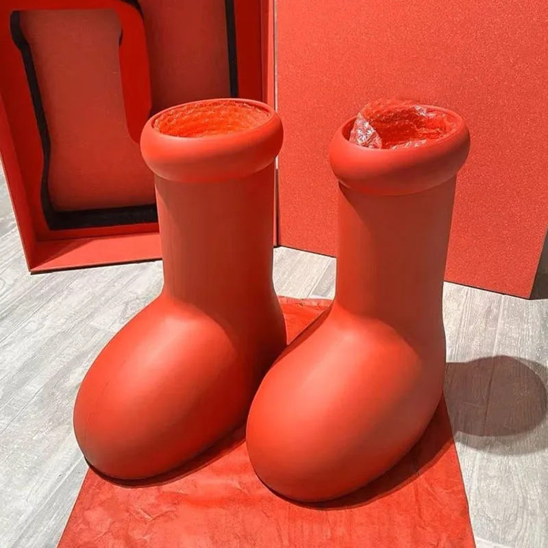 Женские ботинки с высокой подошвой красные резиновой большие размеры - купить по