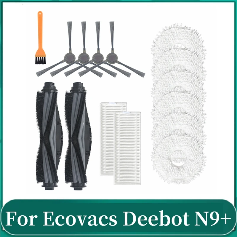 

15Pcs Replacement Kit For Ecovacs Deebot N9 N9+Robot Vacuum Cleaner Parts Washable Main Side Brush Mop Cloth HEPA Filter