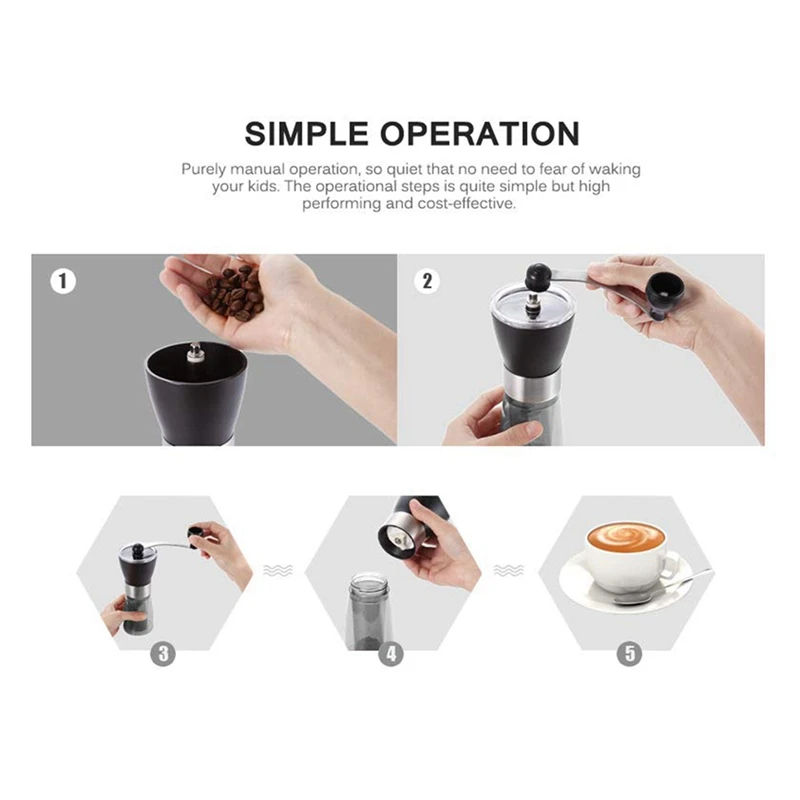 1 шт. ручная керамическая кофемолка с ручкой из нержавеющей стали