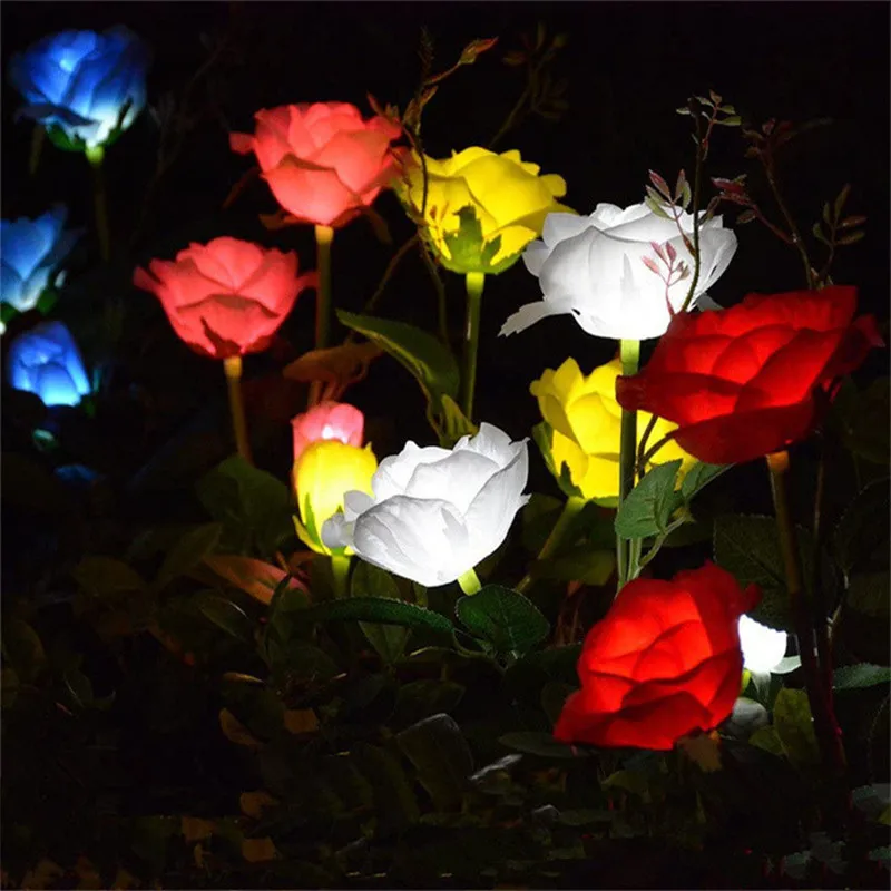 Solar Rose Flower Lamp Solar Lights Flower Lights Romantic Garden Decoration Patio Lawn Lamps Outdoor Waterproof Christmas Light