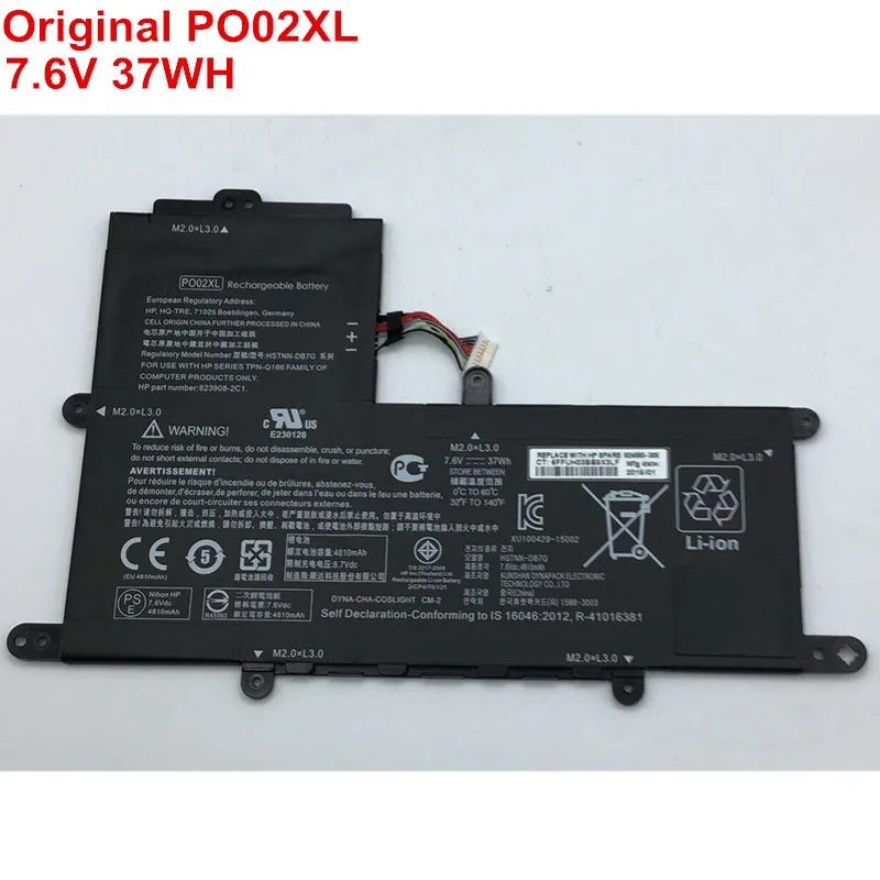 

7.6V 37WH Genuine Original Laptop Battery PO02XL For HP Stream 11-R 11-AH 11-AK 11-Y 11 Pro G2 G3 G4 G5 Notebook Bateria New