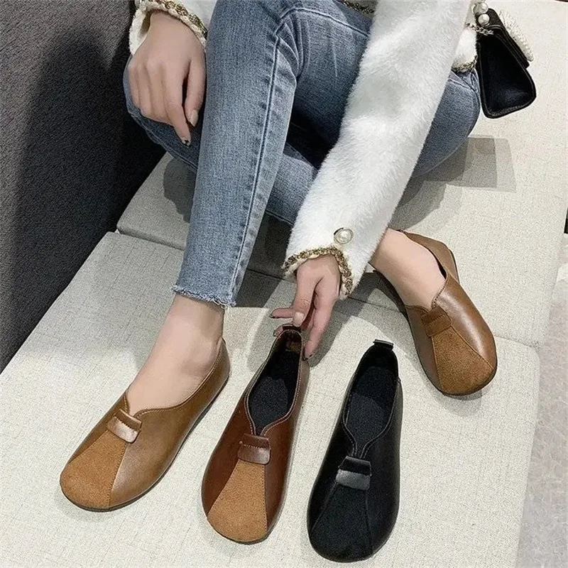 

Spring And Autumn Women's Shoes Round Head Shallow Mouth Cover Foot Flat Bottom Versatile Simple Fashion Daily Single Shoes