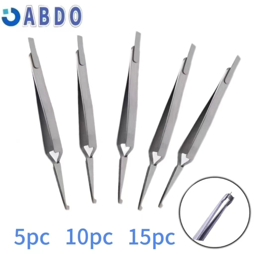 Dental Bracket Tweezers Holder Instrument Stainless Steel Serrated Orthodontic Tweezers Plier for Teeth Care Tools 5pc 10pc 15pc