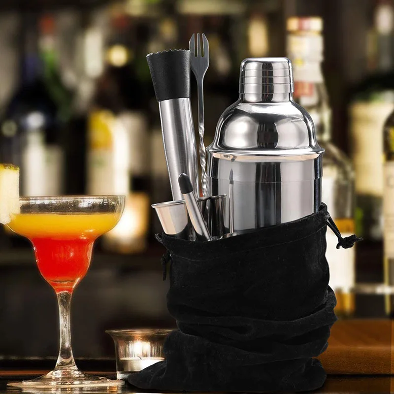 

6 Pieces/Set Cocktail Shaker, 25 Oz Martini Shaker, Stainless Steel Drink Shaker, Bar Set, Bartender Kit Home Bar Tools