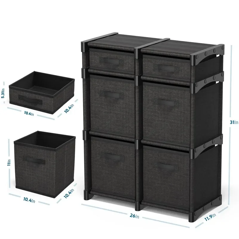 

Sturdy Black Woven Fabric Cube Storage Organizer for Bedroom, Office, Living Room & Playroom - Space Saving Box Shelves Units fo
