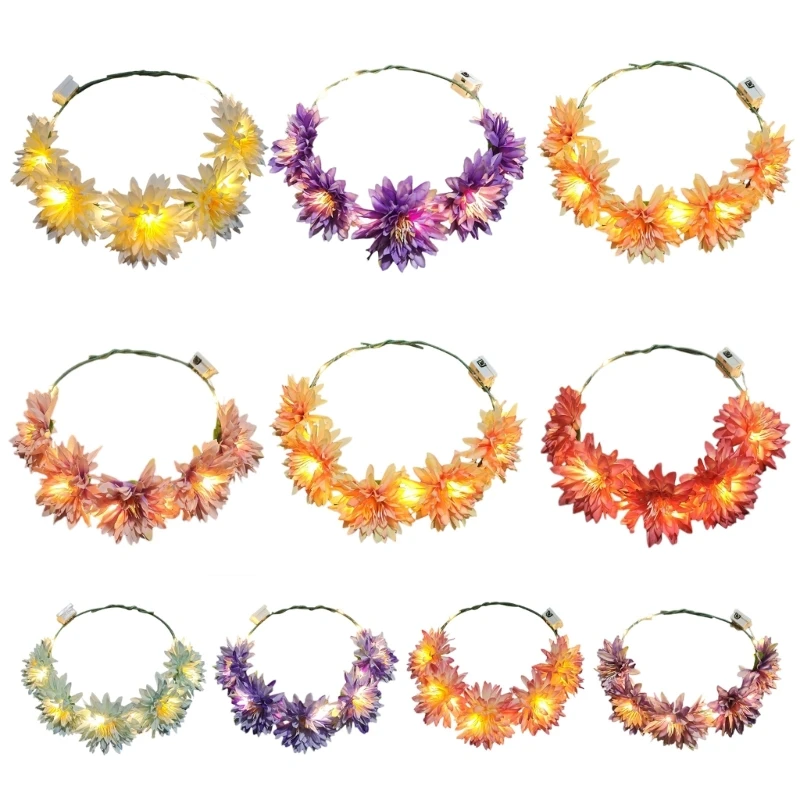 

Fashion Multiple Color Glowing Simulated Flower Shape Hair Hoop LED Headband Stage Wedding Party Women Styling Headband