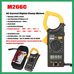 MASTECH M266 M266C M266F Digital Clamp Meters AC/DC Voltage AC Current Resistance Frequency Tester.Temperature (Only M266C)