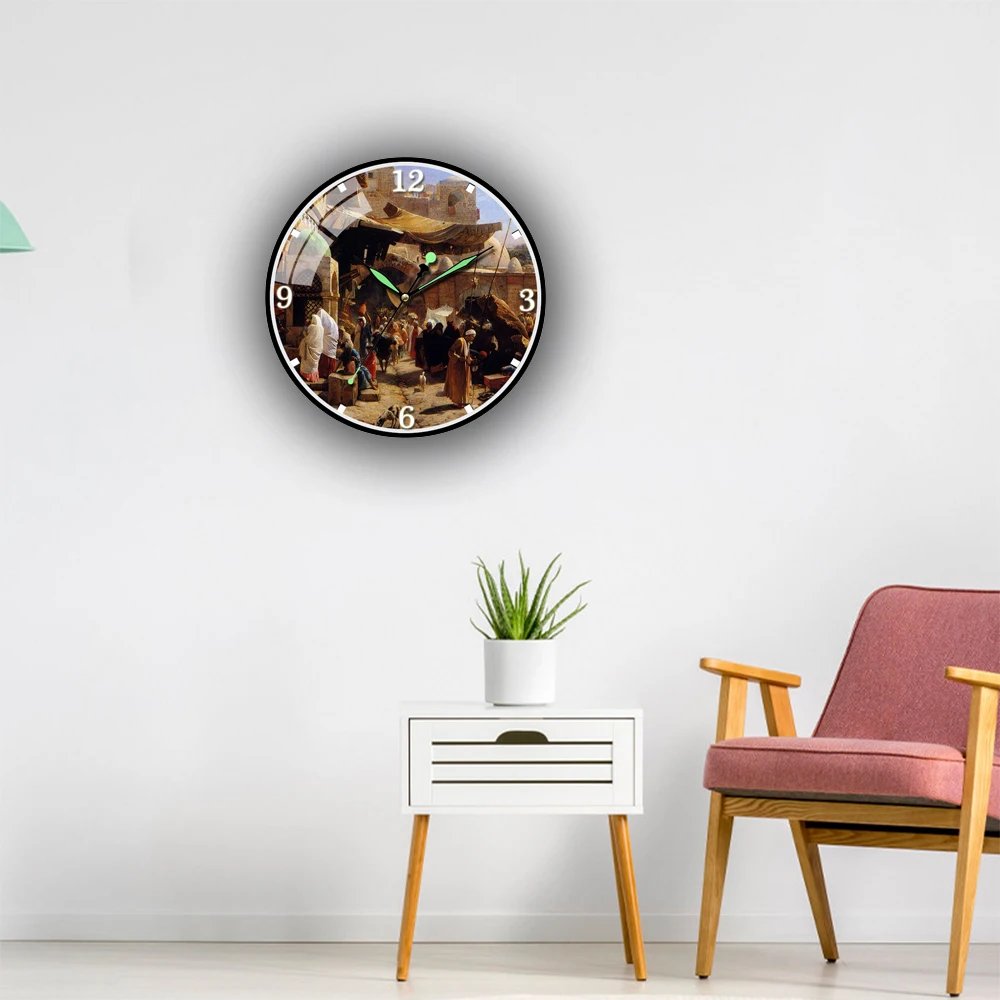 

Famous Painting Market Acrylic Wall Clock with Luminous Pointer HD Wall Clock Modern Design Silent Movement Wall Clock