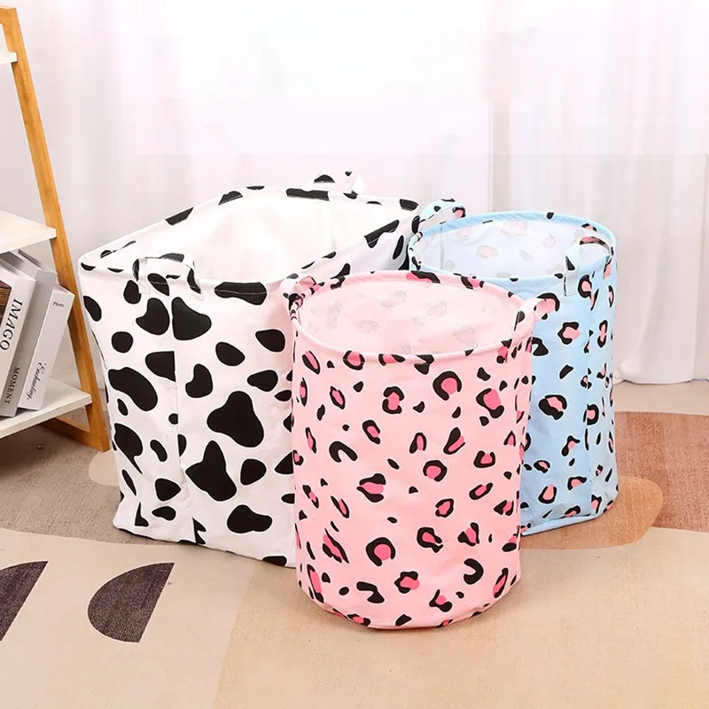 New in 2022 Linen Dirty Laundry Basket Foldable Round Waterproof Organizer Bucket Clothing Children Toy Large Capacity Storage images - 6