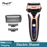 ckeyin professional electric shaver for men usb rechargeable 3d floating blade beard trimmer razor shaving machine led face care