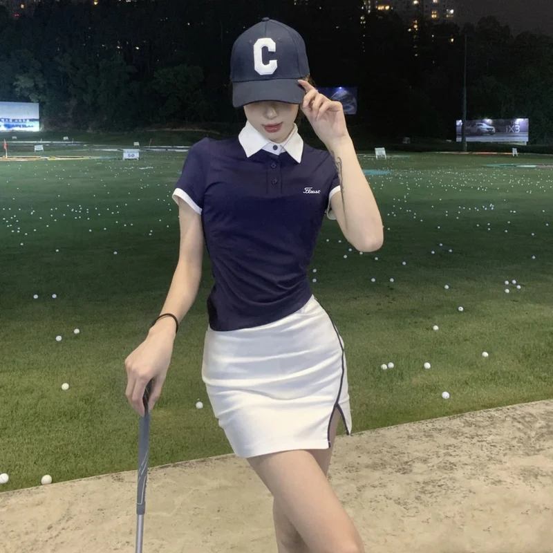 

Summer golf women's suit T-shirt lapel quick-drying coat elastic A-line skirt