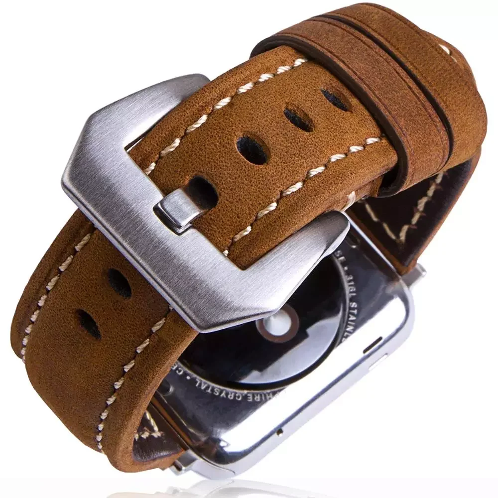 Genuine Leather strap For Apple Watch Band 44mm 40mm 38mm 42mm Retro belt correa bracelet iwatch series 6 se 5 4 3 7 45mm 41mm