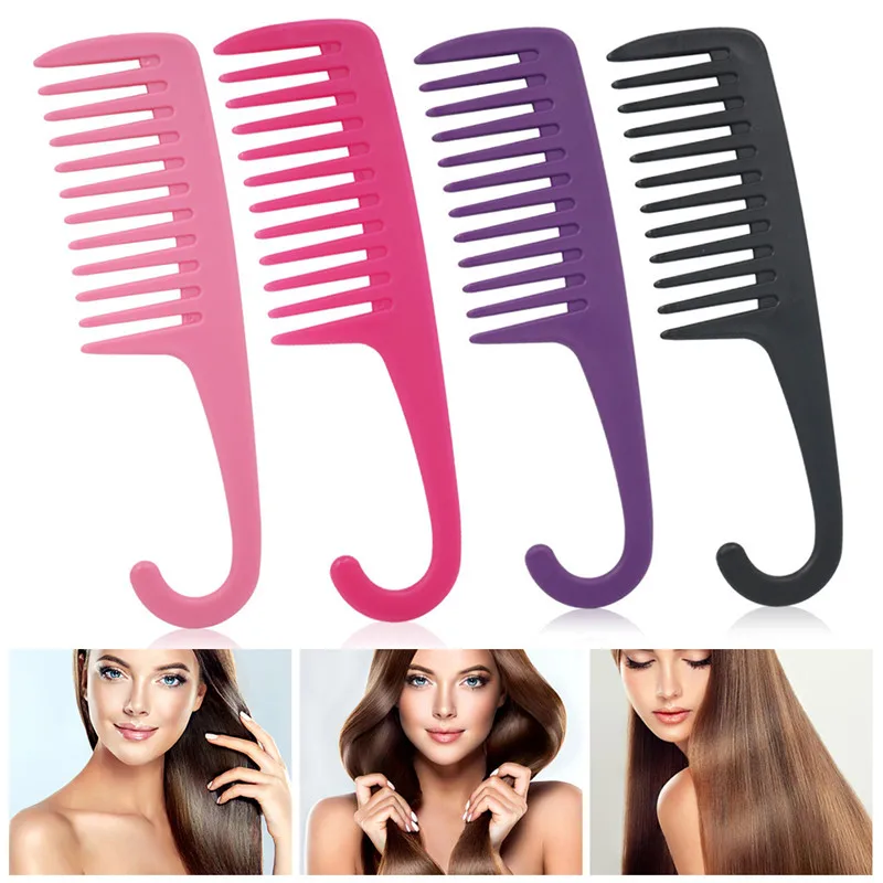 

Anti-static Large Wide Tooth Comb Hairdressing Comb Women Hanging Hole Handle Grip Curly Hair Hairbrush Beauty Hair Combs