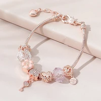 phi beta sigma retro drip oil rose diy beaded bracelet fashion hollow diamond flower heart charm bracelets for women