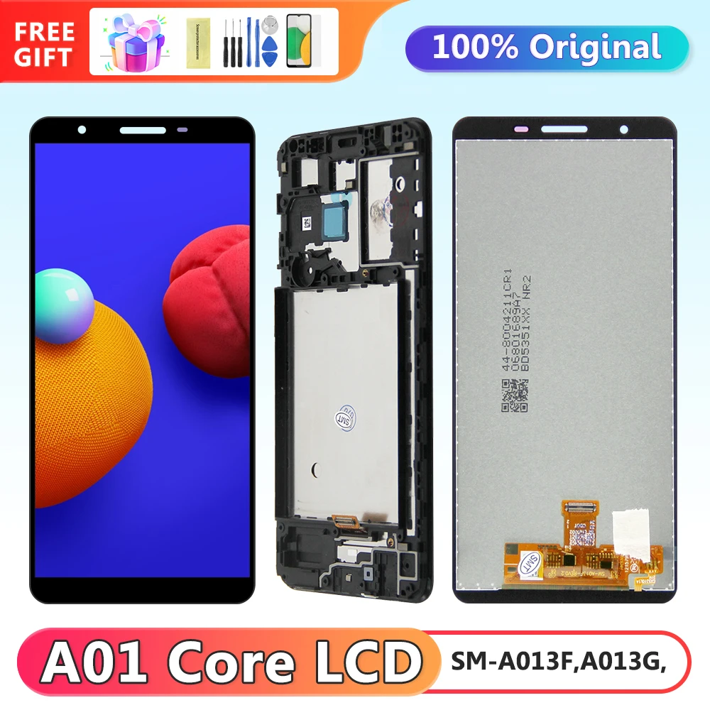 5,3 'A01 Core экран с рамкой, для Samsung Galaxy A01 Core A013 A013F A013G A013M ЖК-дисплей цифровой сенсорный экран в сборе