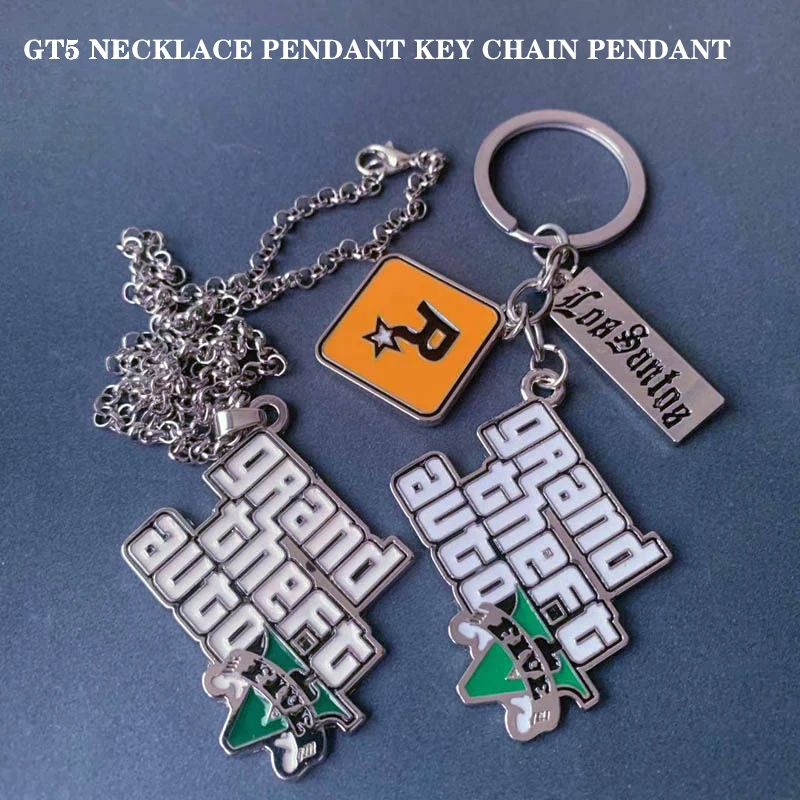 

Creative New Pendant Necklace Key Chain Gta5 Grand Theft Auto Key Chain PS4 Xbox Key Chain Men's Car Key Chain Accessory Gift