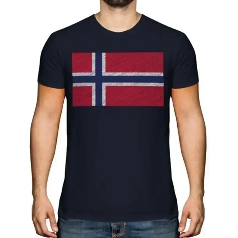 Фото Мужская футболка с рисунком флага Норвегии, подарок Noreg Norge №1