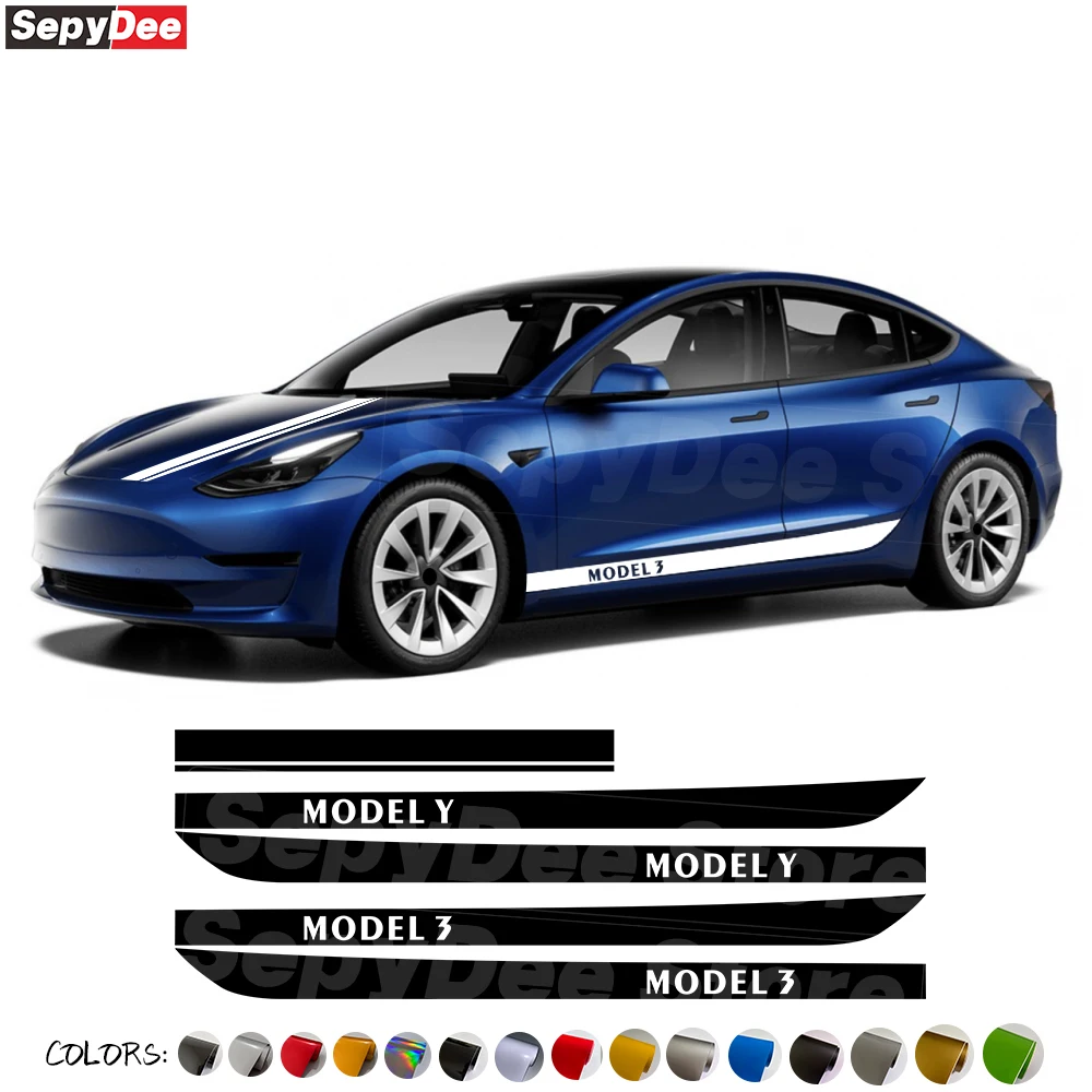 

Автомобильный капот крышка двигателя дверь боковые полосы наклейка для Tesla модель 3 модель Y кузов автомобиля текст графическая виниловая наклейка автомобильные аксессуары